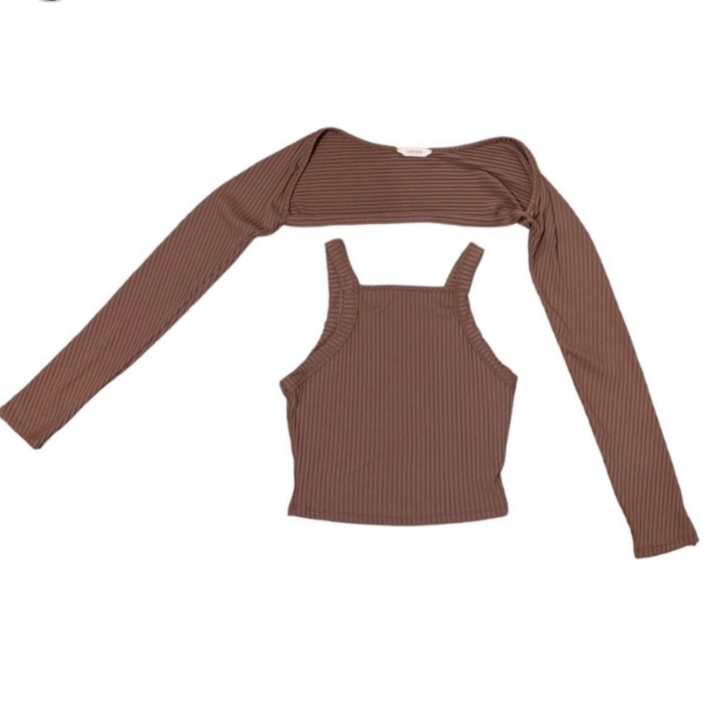 2 piece brown soft and strechy top